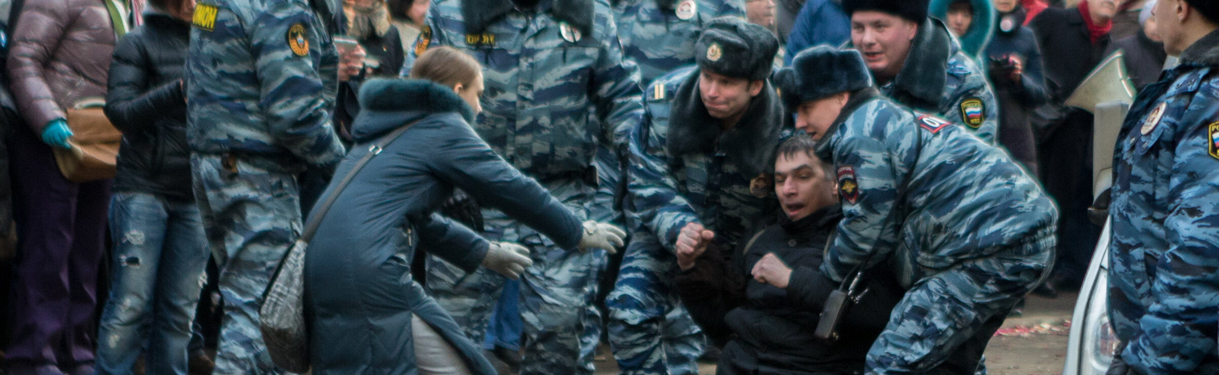 Police violently disperse a spontaneous protest in front of the court where the verdict in the Bolotnaya case delivered, Moscow, February 2014.

https://www.facebook.com/photo.php?fbid=10151896531270863&set=a.10151896331715863.1073741869.658025862&type=3&theater