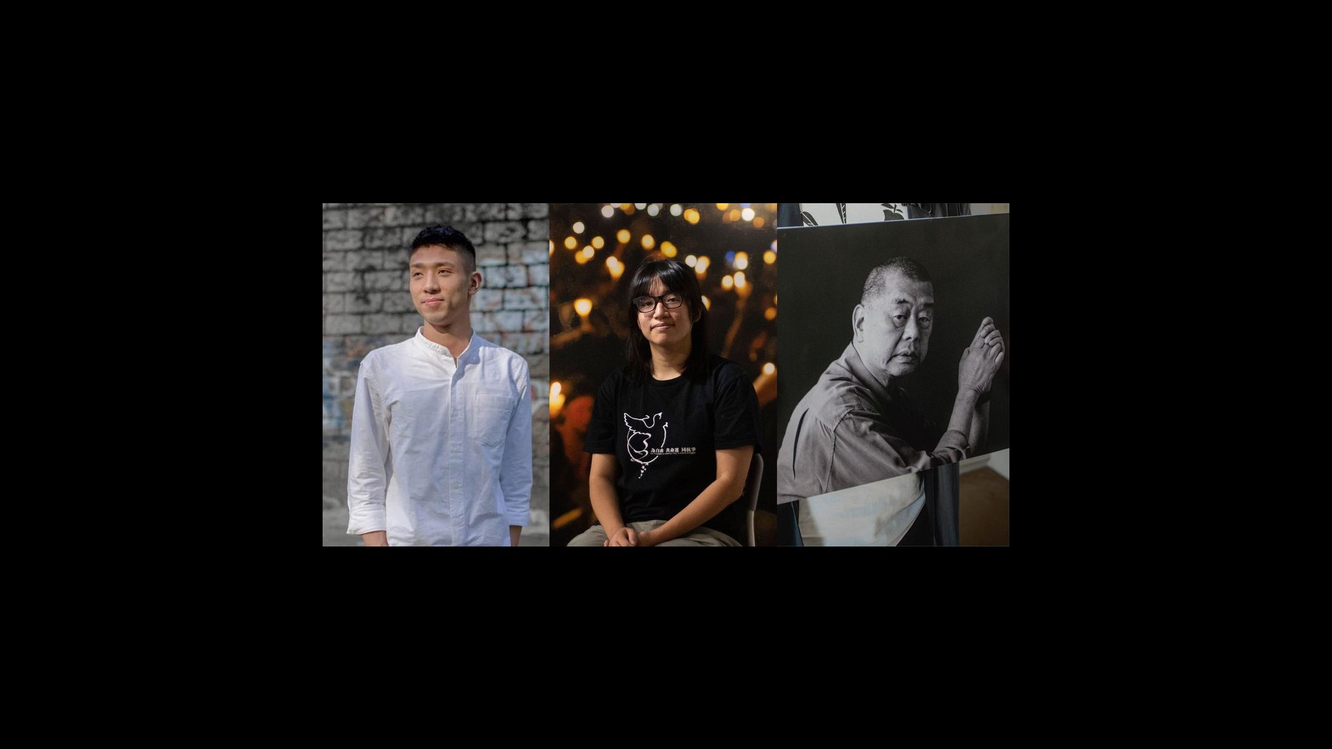 Owen Chow Ka-shing (vlevo), Chow Hang-tung (uprostřed), Jimmy Lai (vpravo)
© soukromý archiv (vlevo) / Alex Chan Tsz Yuk (uprostřed) / Amnesty UK (vpravo)